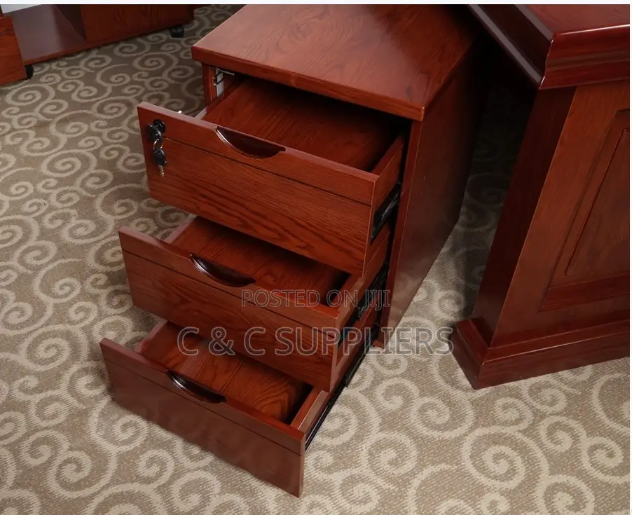 Mahogany L-Shaped Boss Table-1400mm