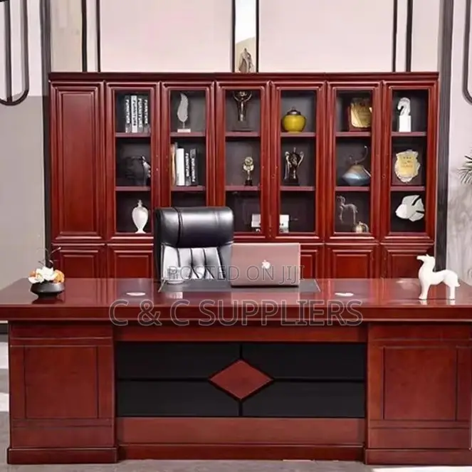 Mahogany L-Shaped Boss Table-1400mm
