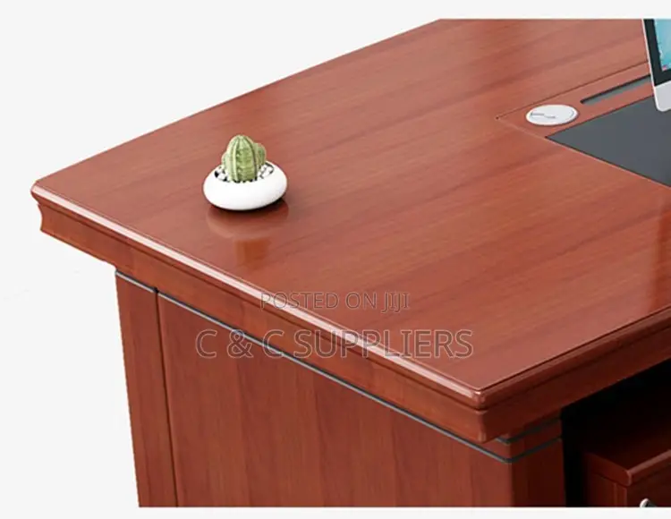 Mahogany L-Shaped Boss Table-1400mm