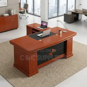Mahogany L-Shaped Boss Table-1400mm