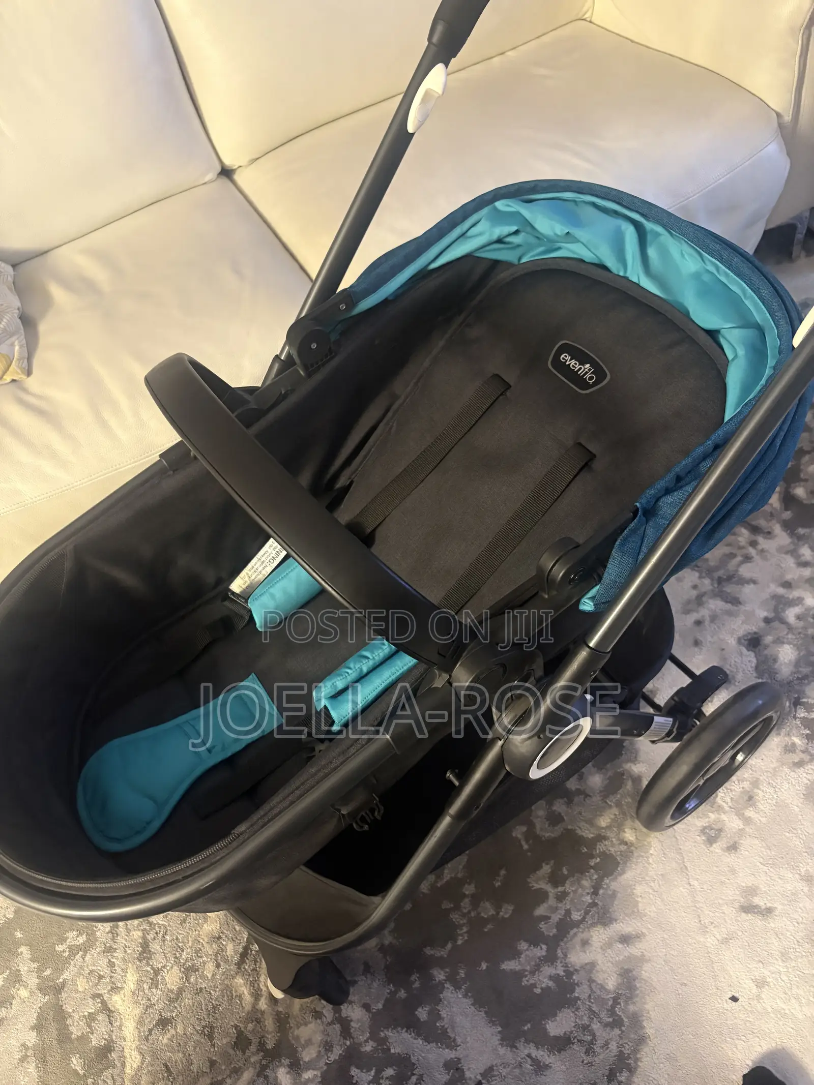 2-in-1 Evenflo Convertible Baby Stroller Bassinet – Teal / Dark Blue
