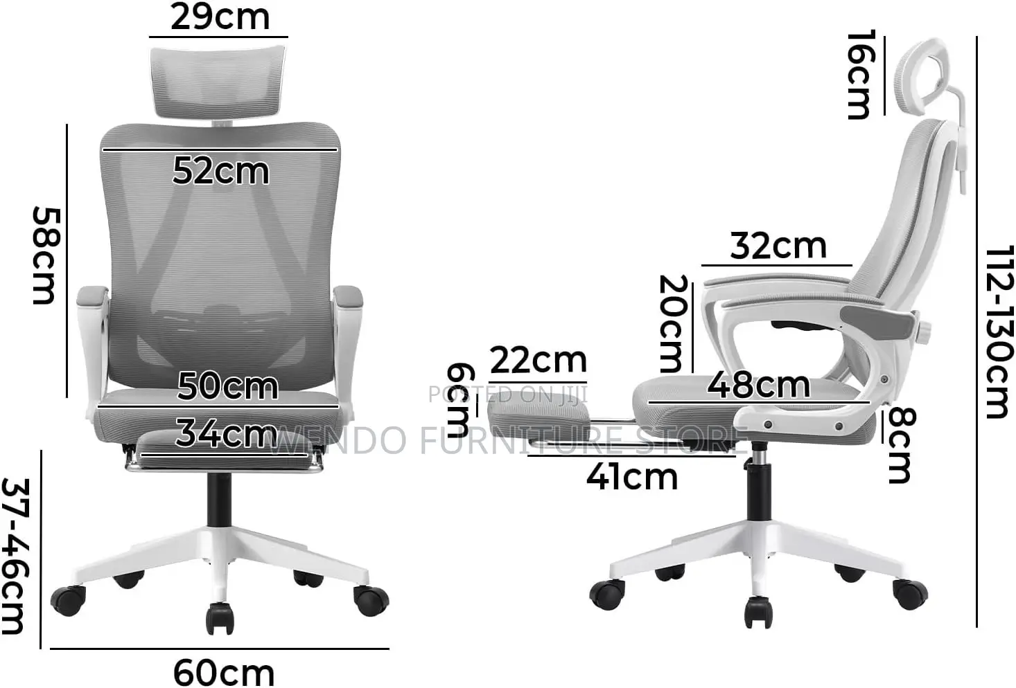 Office Chairs; High White Orthopedic With Footrest
