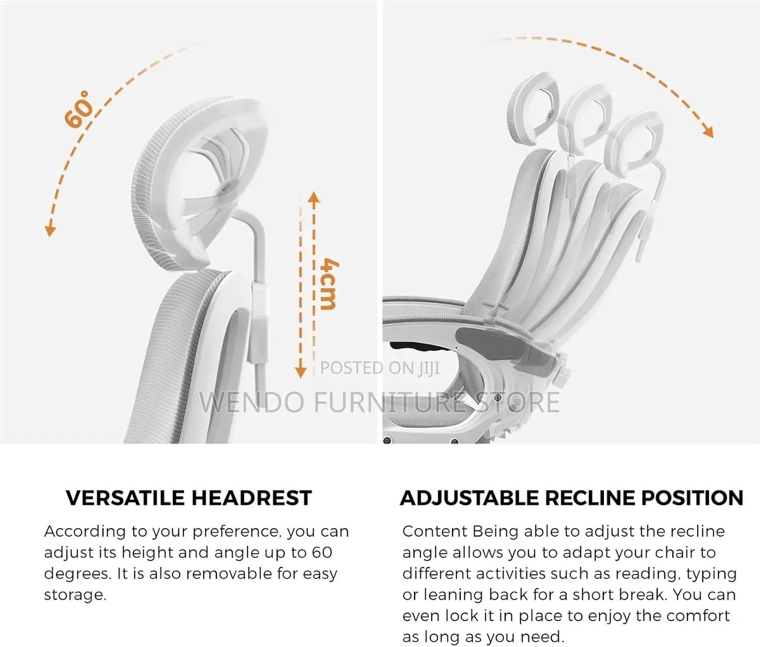 Office Chairs; High White Orthopedic With Footrest