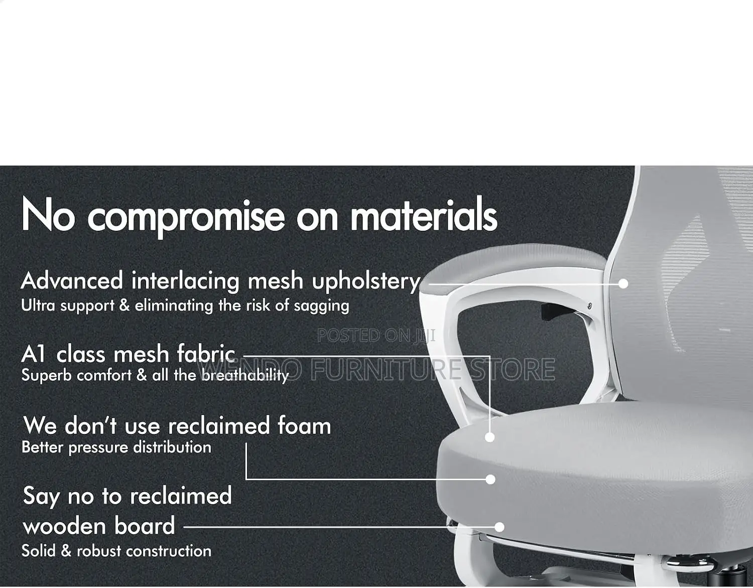Office Chairs; High White Orthopedic With Footrest