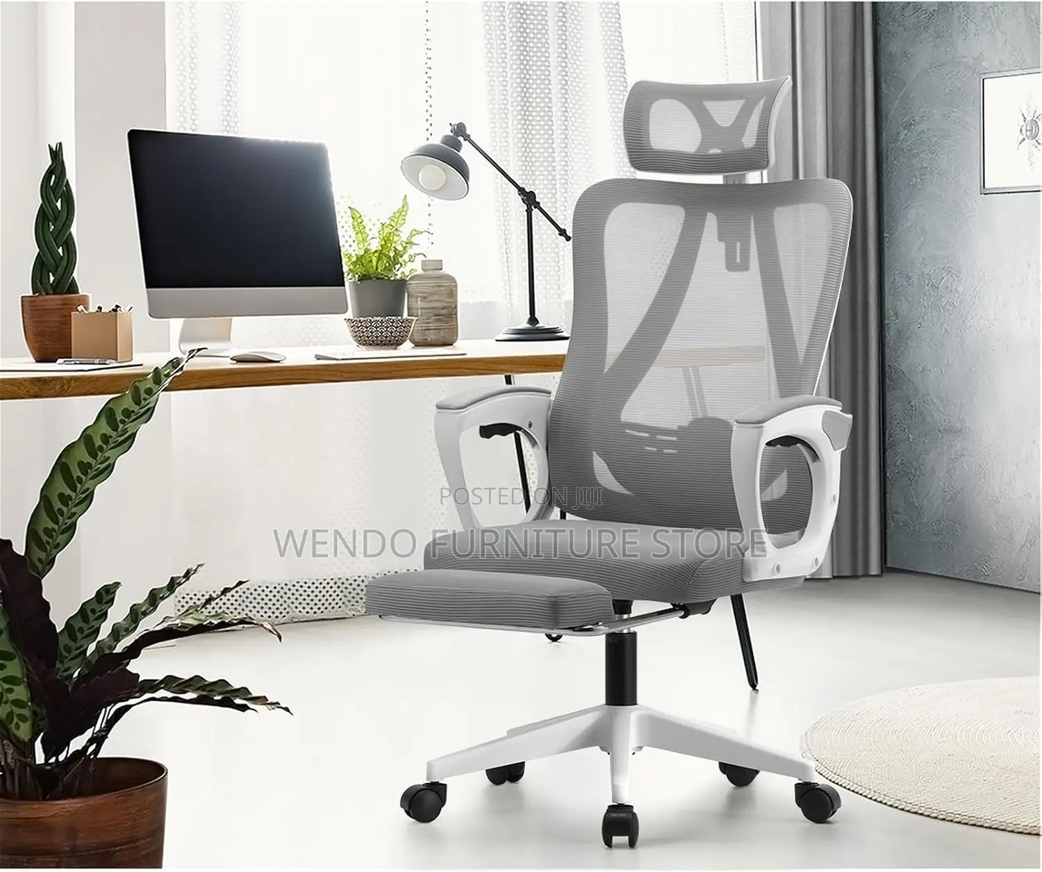 Office Chairs; High White Orthopedic With Footrest