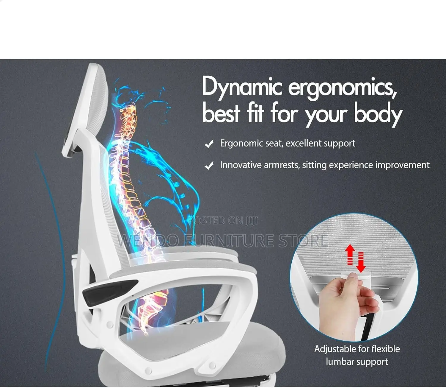 Office Chairs; High White Orthopedic With Footrest