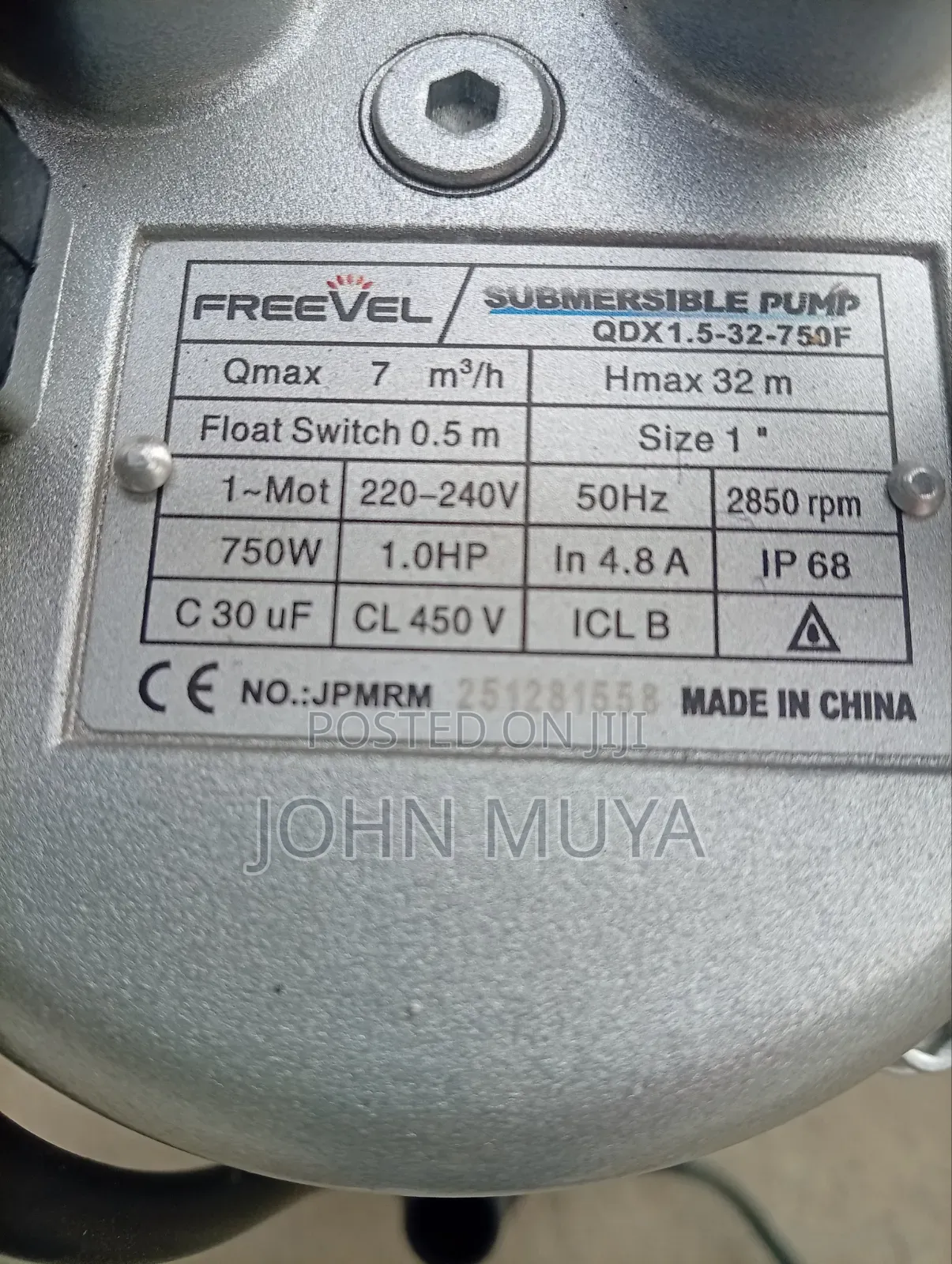 Submersible Clean Water Pump 1.0Hp