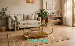 ​Stunning Modern Oval Glass Coffee Table - AO5 Gold