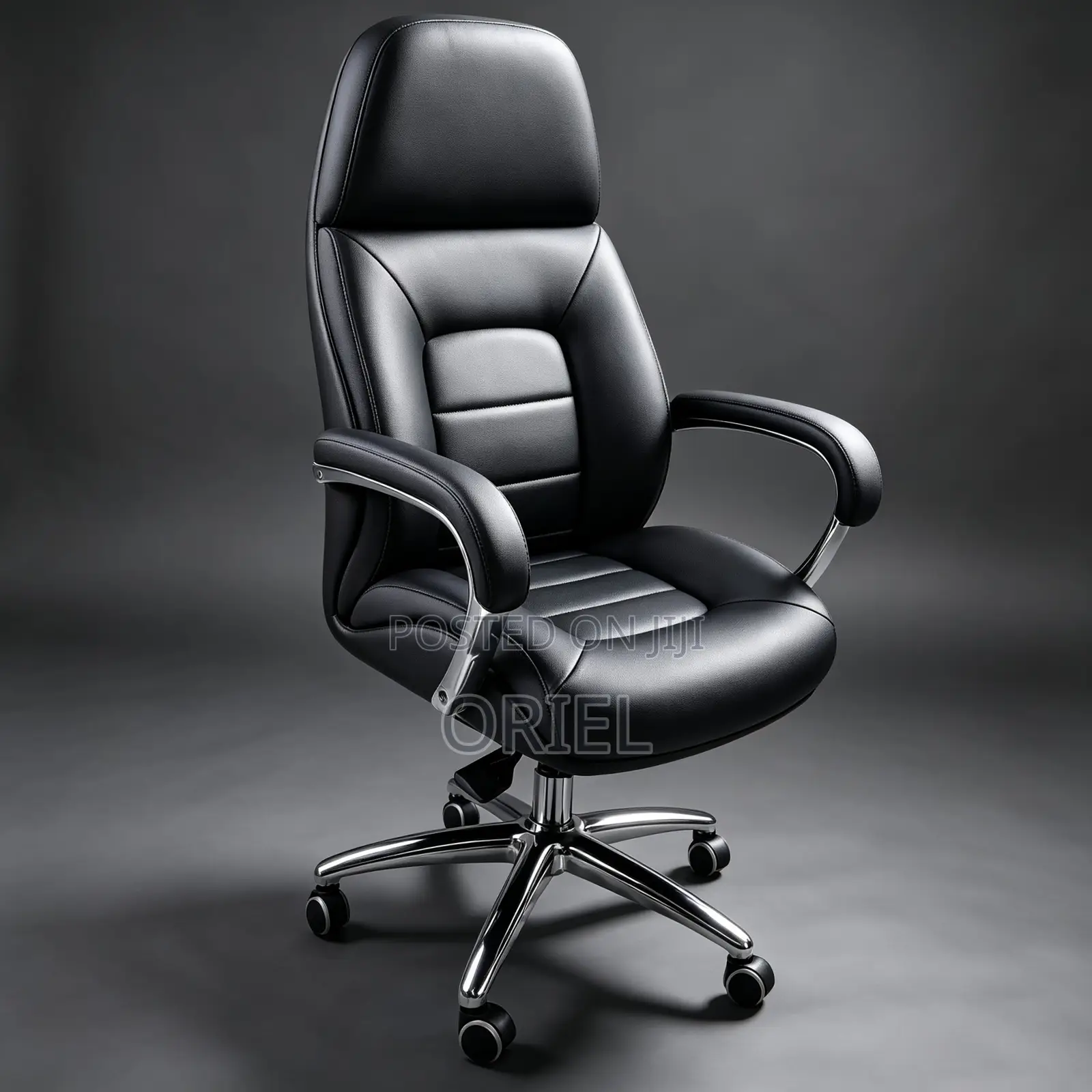 Office Chair : Modern Executive Office Black Leather Padded Chair