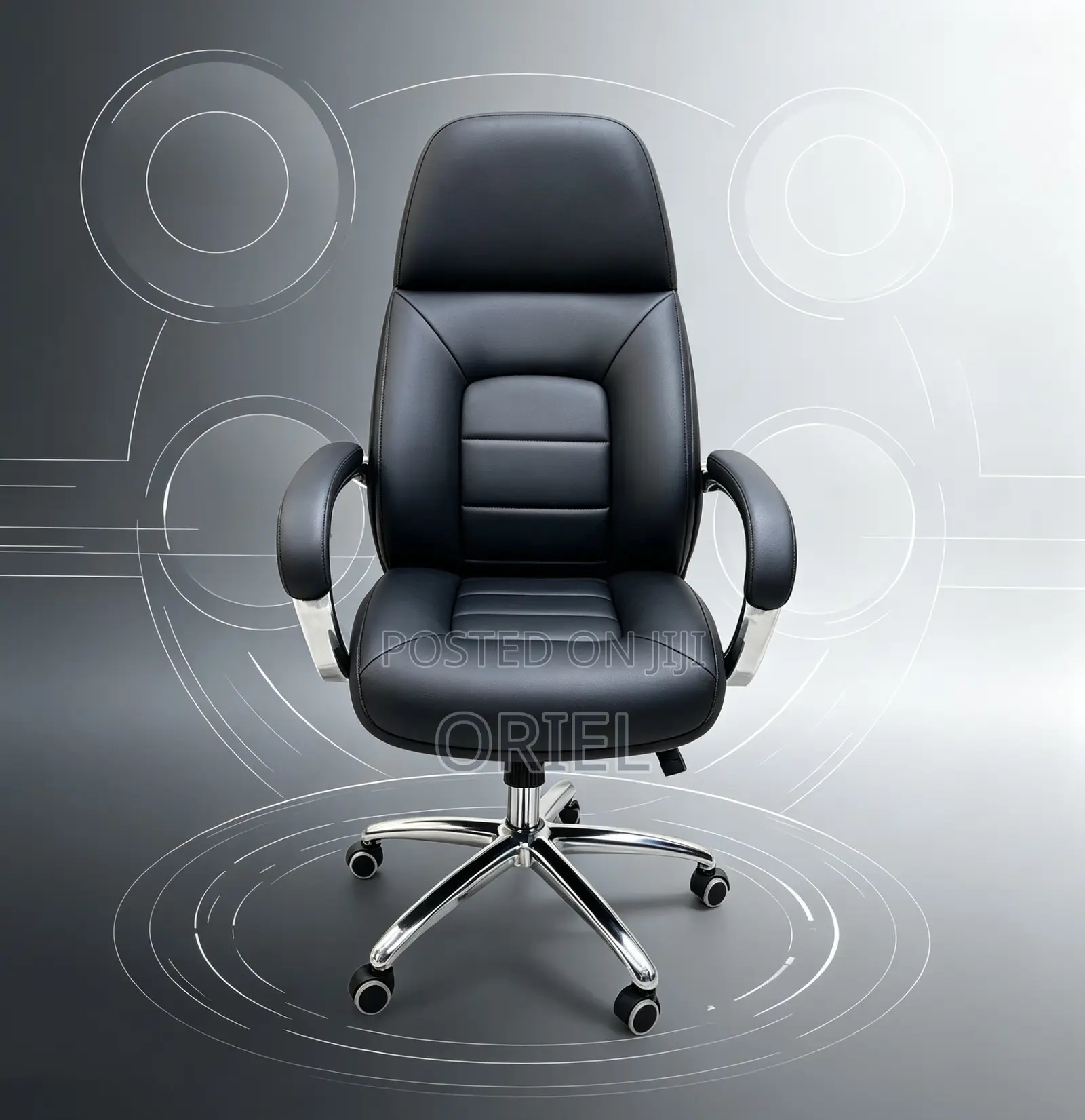 Office Chair : Modern Executive Office Black Leather Padded Chair
