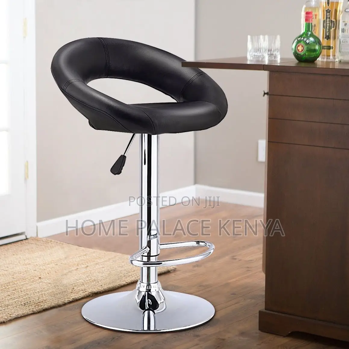 Bar Stools; Ergonomic Adjustable Dining Bar Chair With Round Back