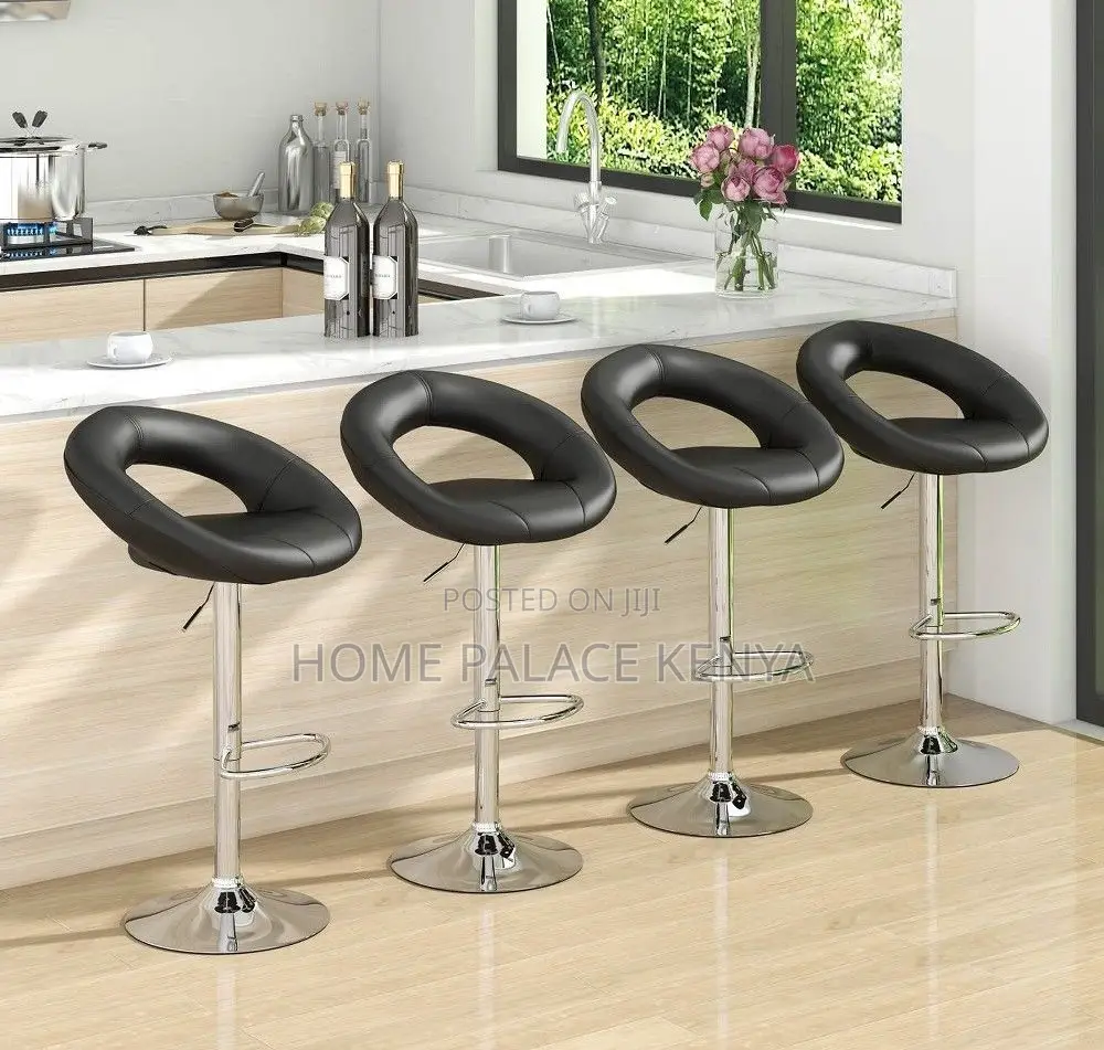 Bar Stools; Ergonomic Adjustable Dining Bar Chair With Round Back