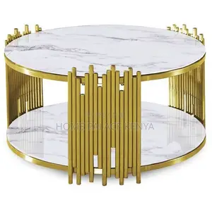 Coffee Table; Contemporary Black and Gold Coffee Table