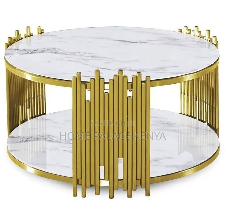 Coffee Table; Contemporary Black and Gold Coffee Table