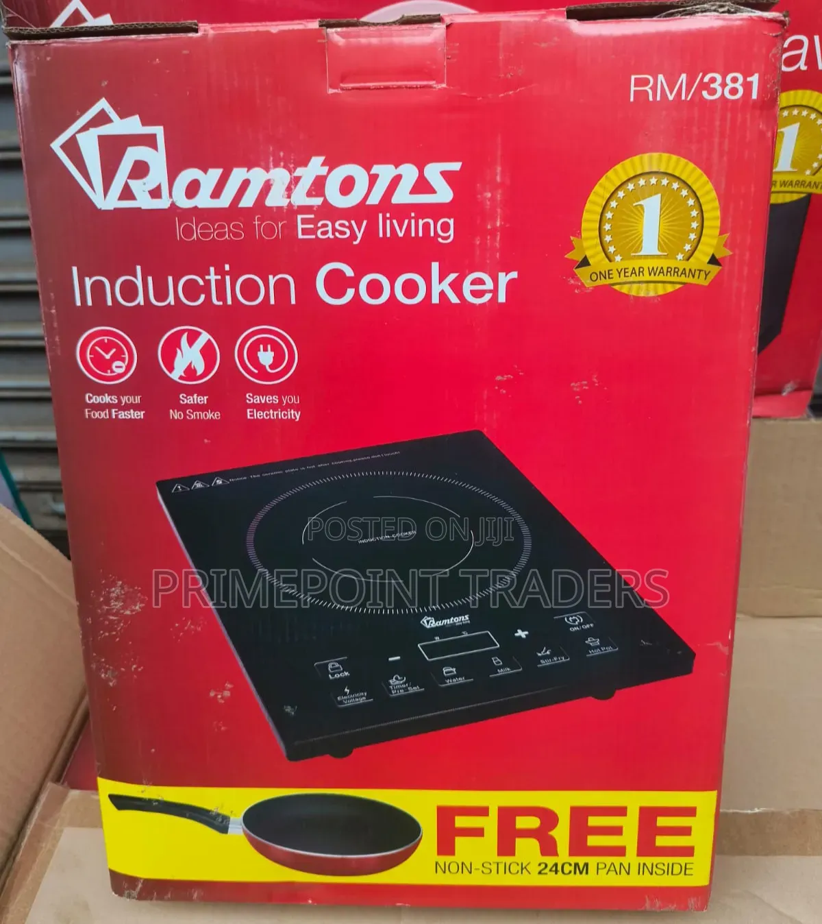 Ramtons Electric Single Induction Cooker + Free Pan – Modern Cooking