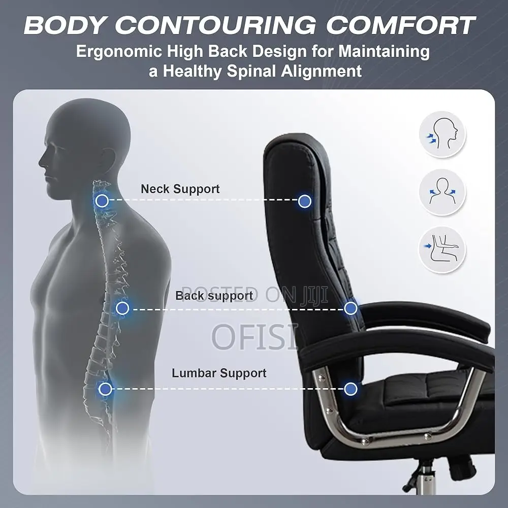 Office Chair; Black Executive Office Leather Chair