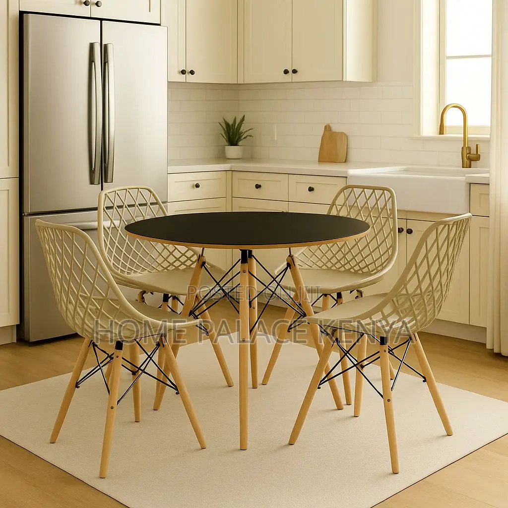 Dining Set; Four-Person Patio Table and Breathable Chairs Set
