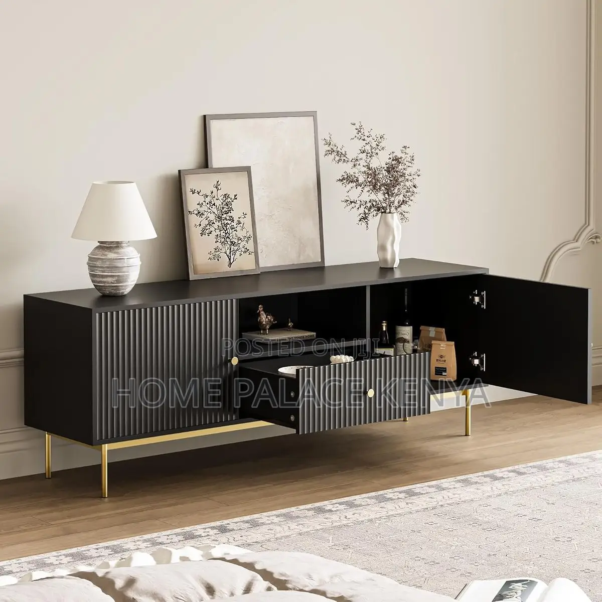 TV Stand; Wooden Entertainment Console Table for Living Room