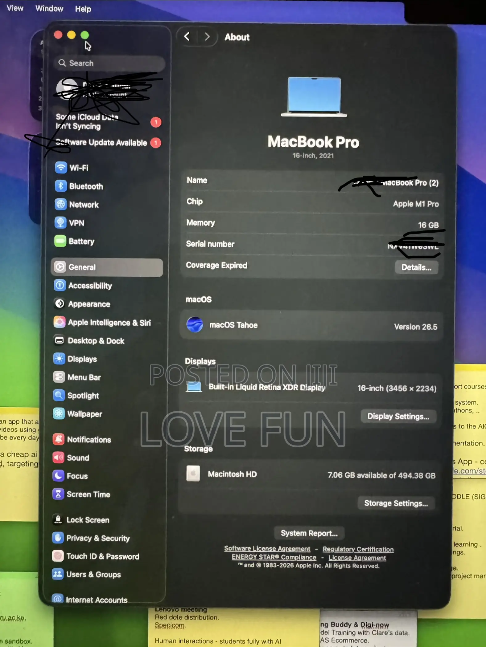 Laptop Apple MacBook Pro 2021 M1 16GB Apple M1 Pro SSD 512GB