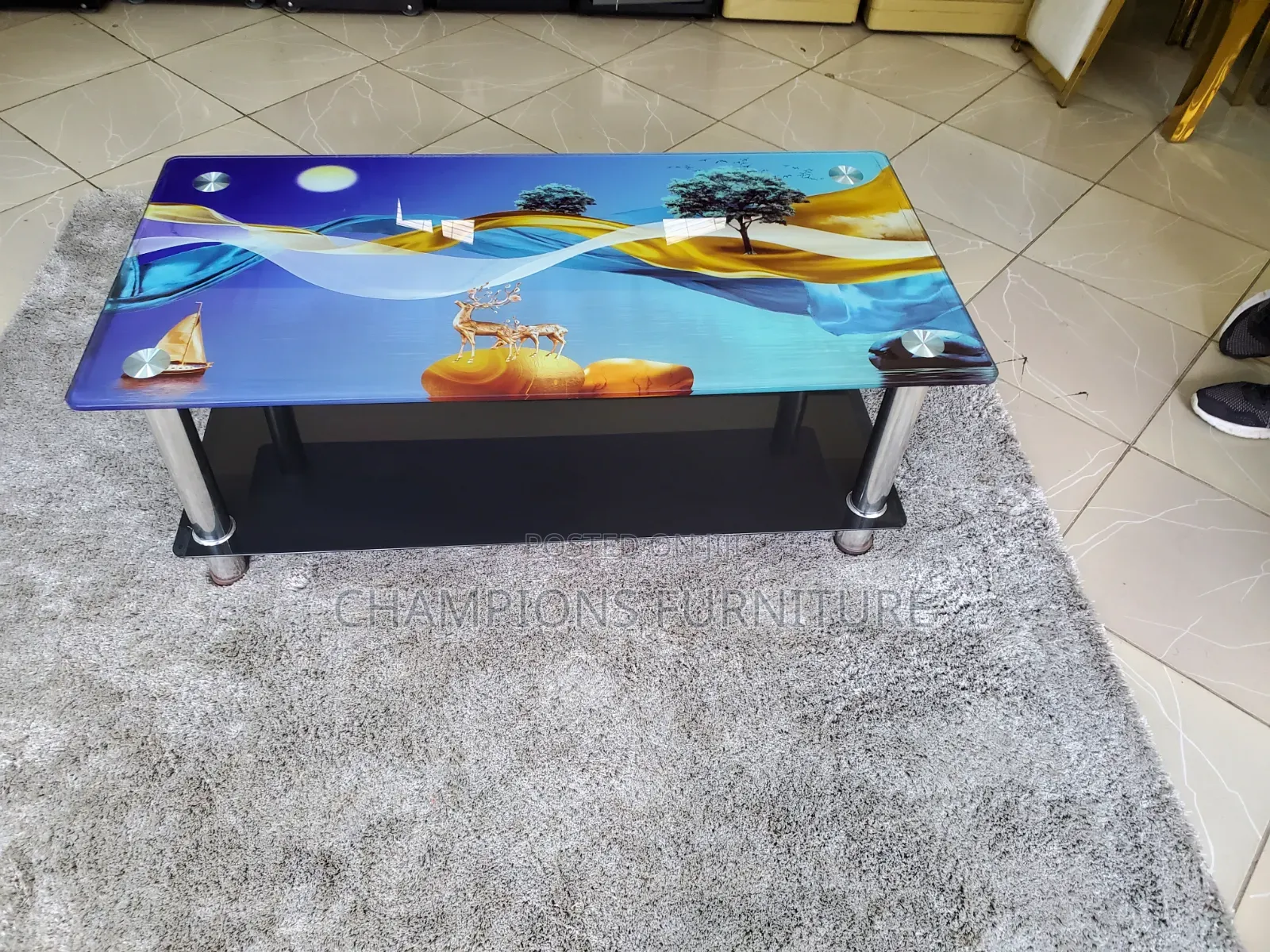 Artistic Tempered Glass Coffee Table