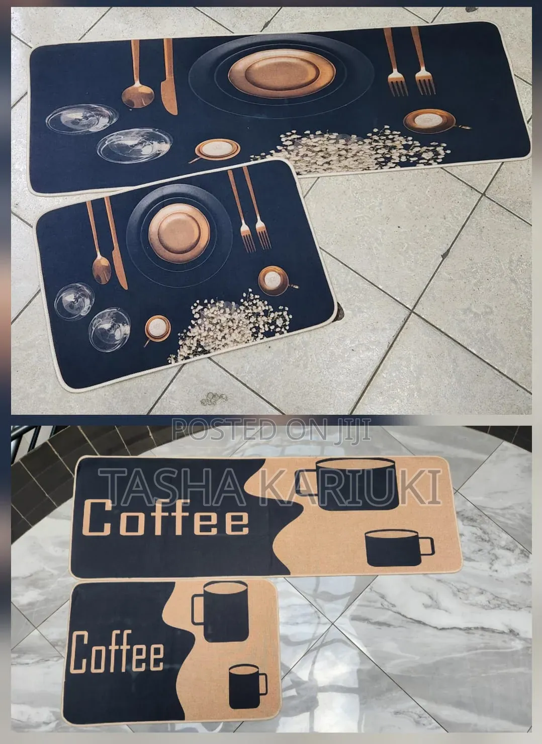 2pcs Rubber Bottom Kitchen Mat