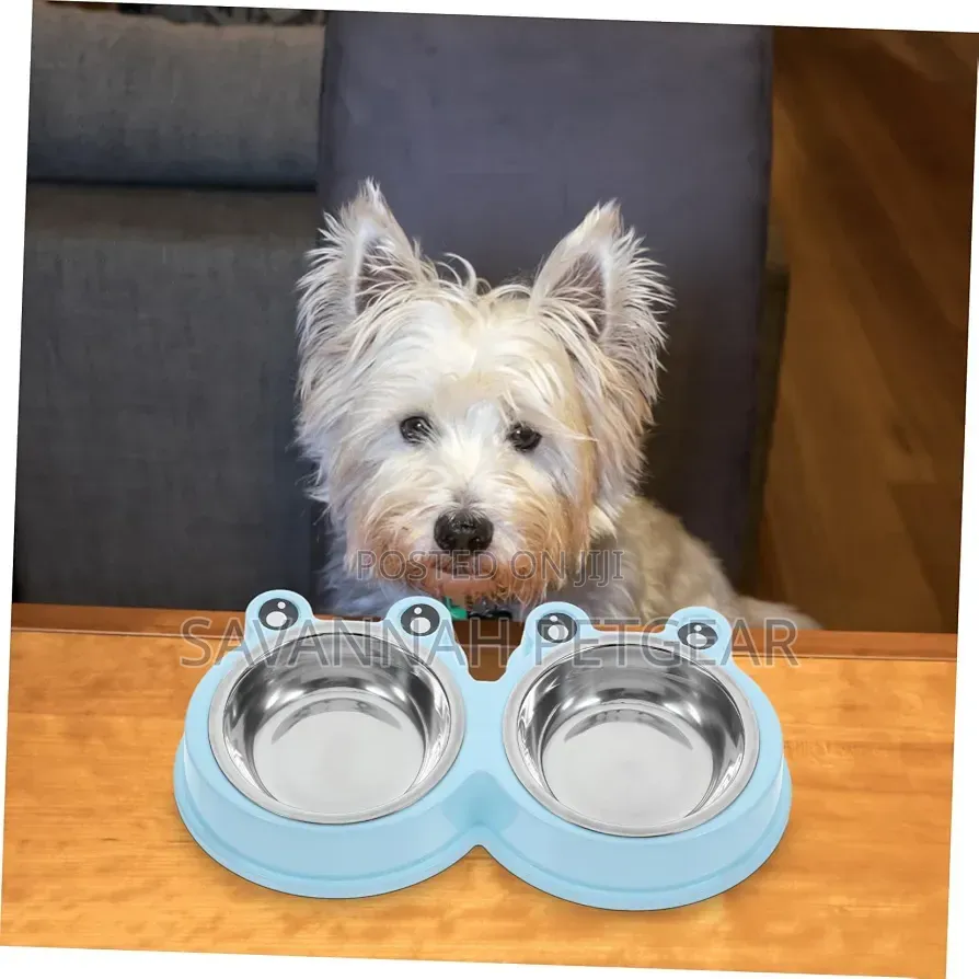 Stainless Steel Pet Dog Bowl Frog Design Non-Slip Bottom Food Water