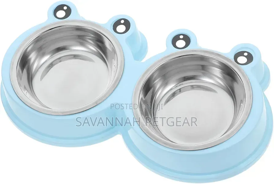 Stainless Steel Pet Dog Bowl Frog Design Non-Slip Bottom Food Water