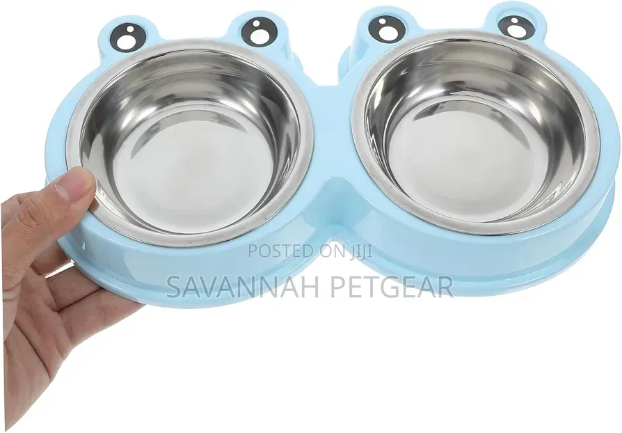 Stainless Steel Pet Dog Bowl Frog Design Non-Slip Bottom Food Water