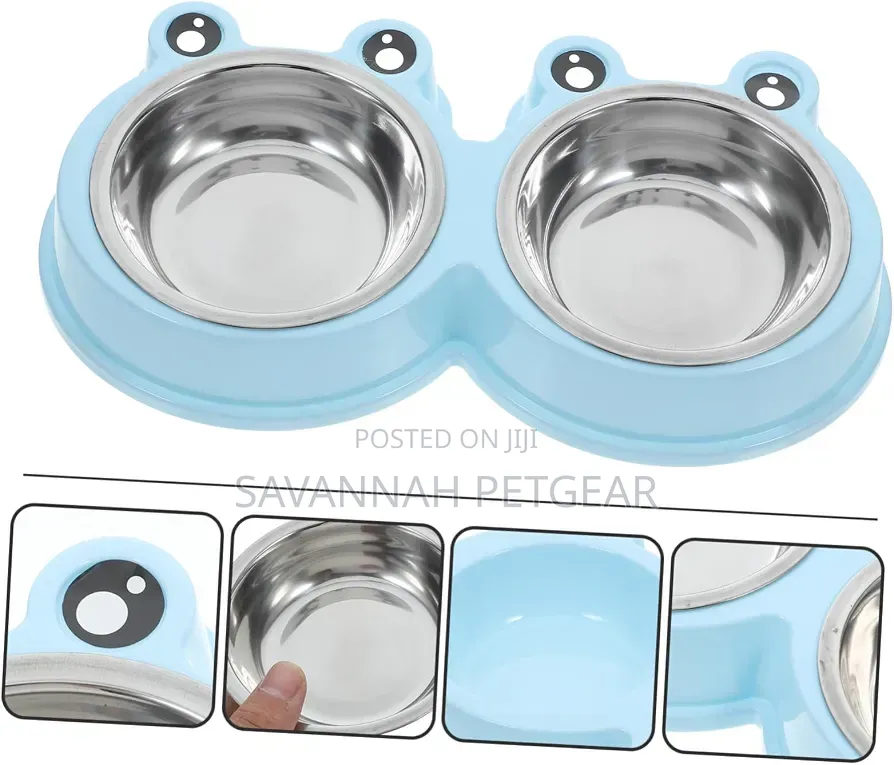 Stainless Steel Pet Dog Bowl Frog Design Non-Slip Bottom Food Water