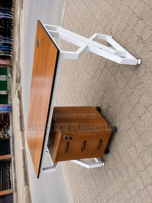 Modern Executive Office Desk With Mobile 3-Drawer Cabinet