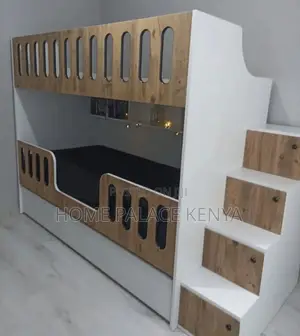 Bunk Bed: Contemporary Wooden Bunk Bed With Ladder