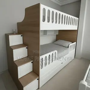 Bunk Bed: Contemporary Wooden Bunk Bed With Ladder