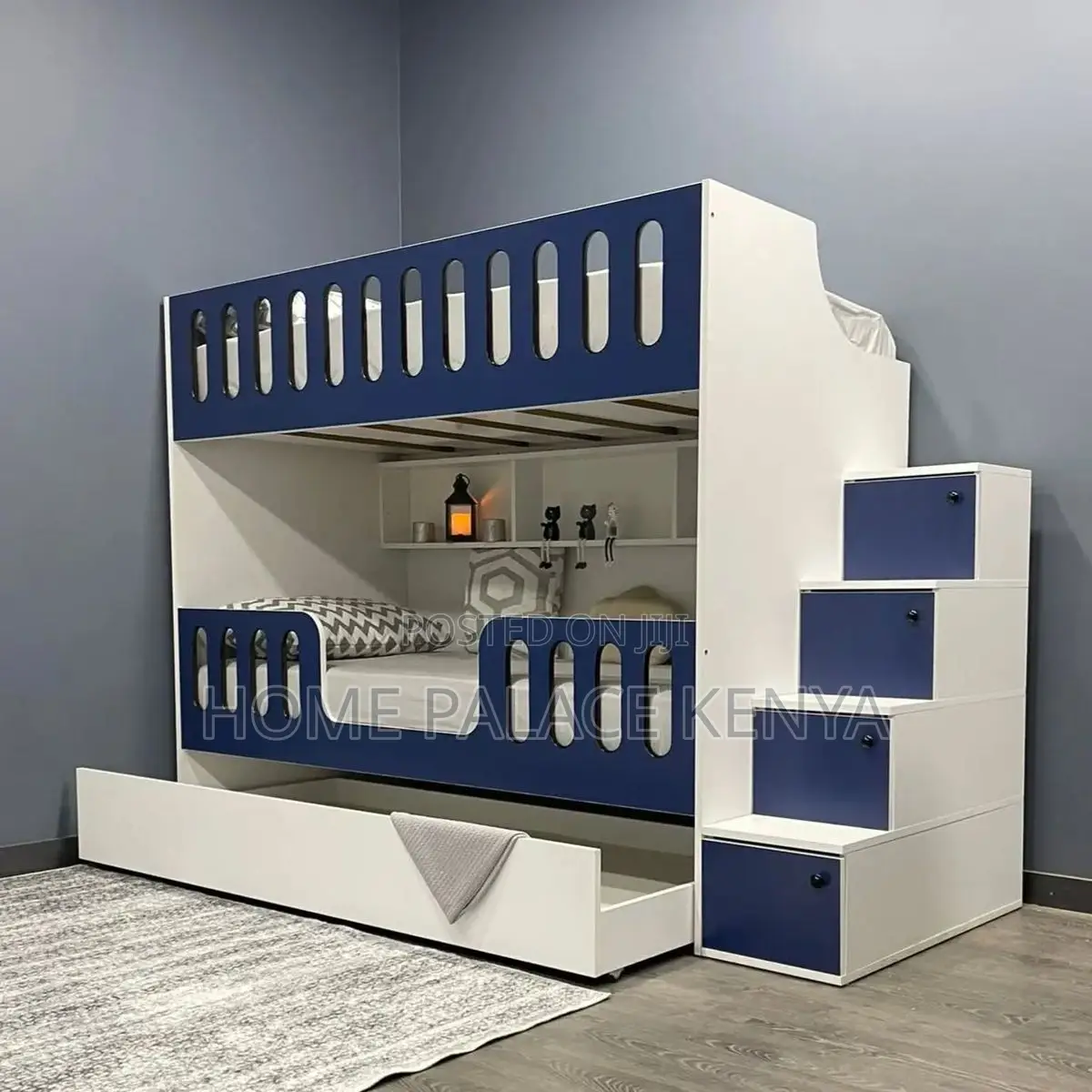 Bunk Bed: Contemporary Wooden Bunk Bed With Ladder