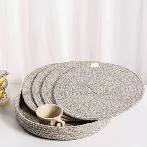 5 PCS Set Round Cotton Rope Woven Non Slip Heat Resistant Table Mat