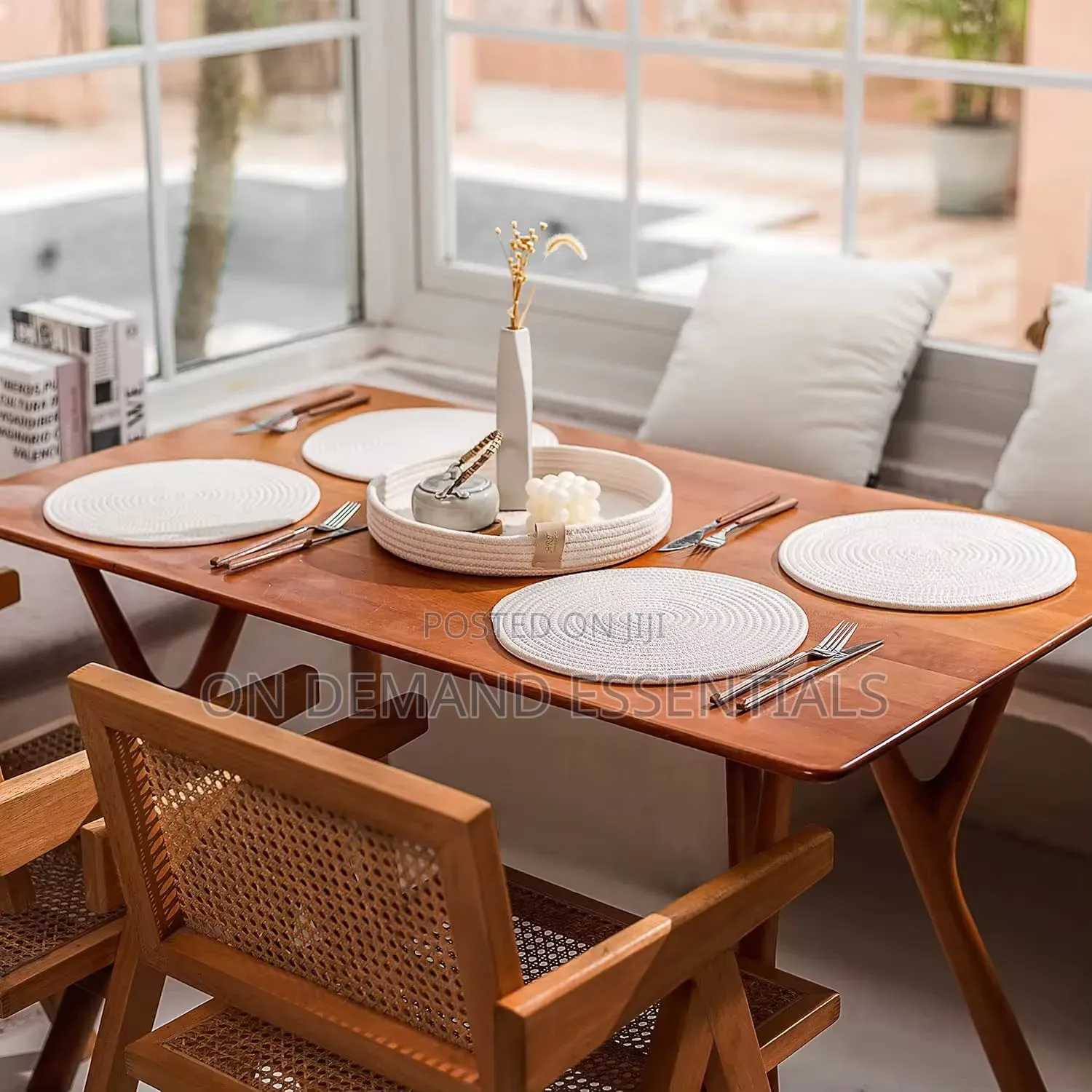 5 PCS Set Round Cotton Rope Woven Non Slip Heat Resistant Table Mat