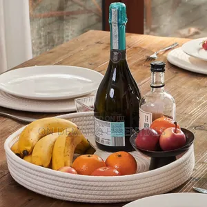 5 PCS Set Round Cotton Rope Woven Non Slip Heat Resistant Table Mat