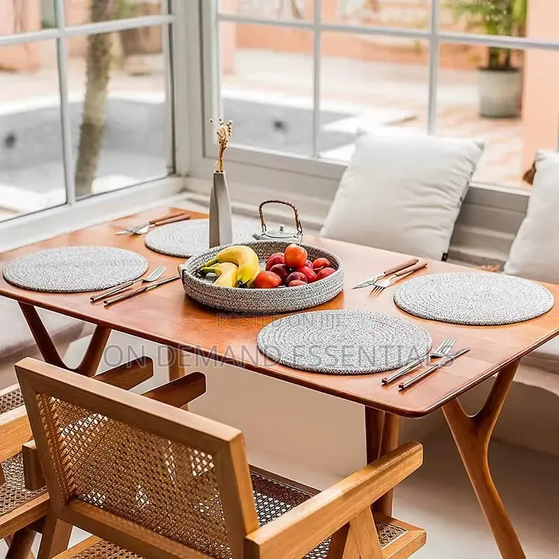 5 PCS Set Round Cotton Rope Woven Non Slip Heat Resistant Table Mat