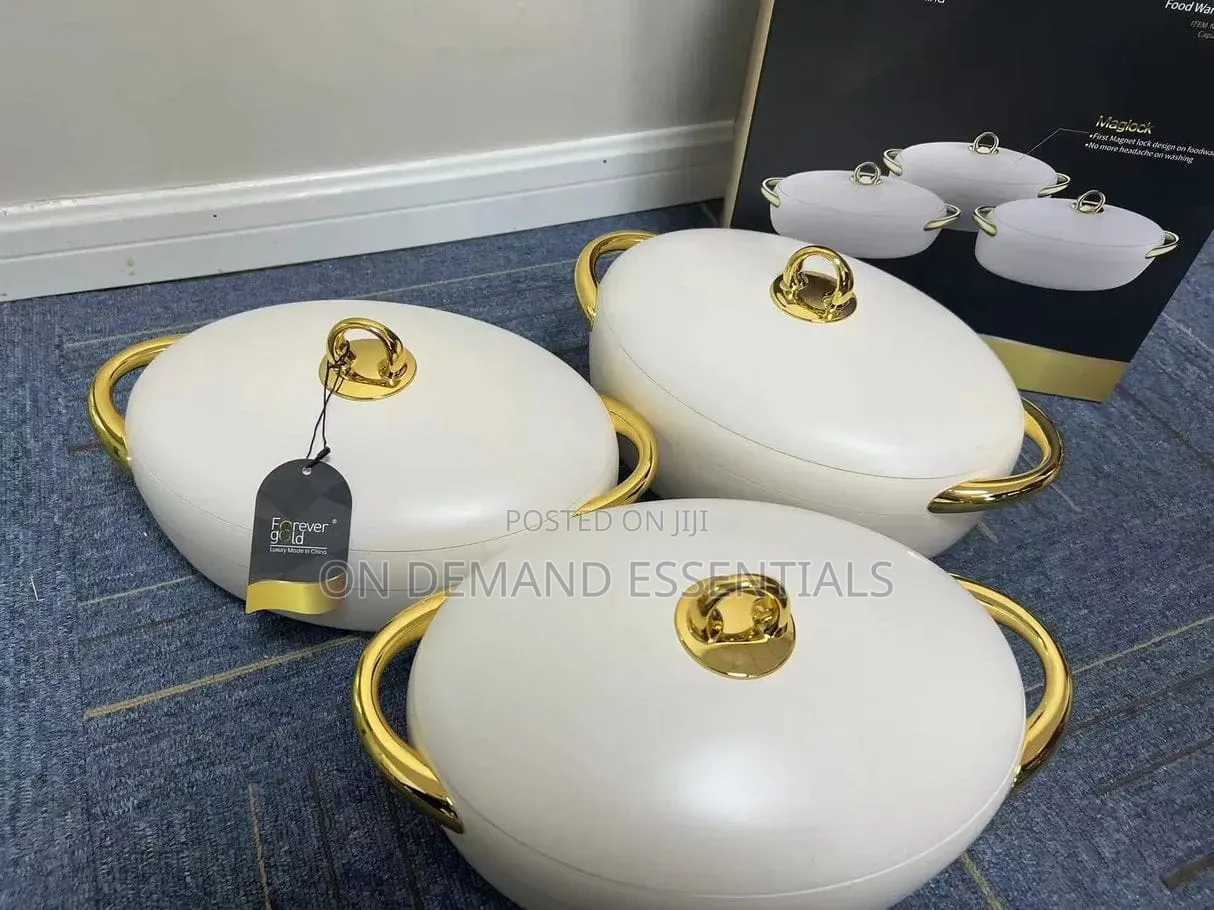 White Plain Oval Forever Gold , Luxurious Insulated Casserole Hotpots