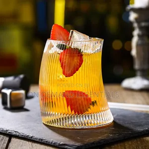 Clear Ribbed Wave Crystal Whiskey Glasses