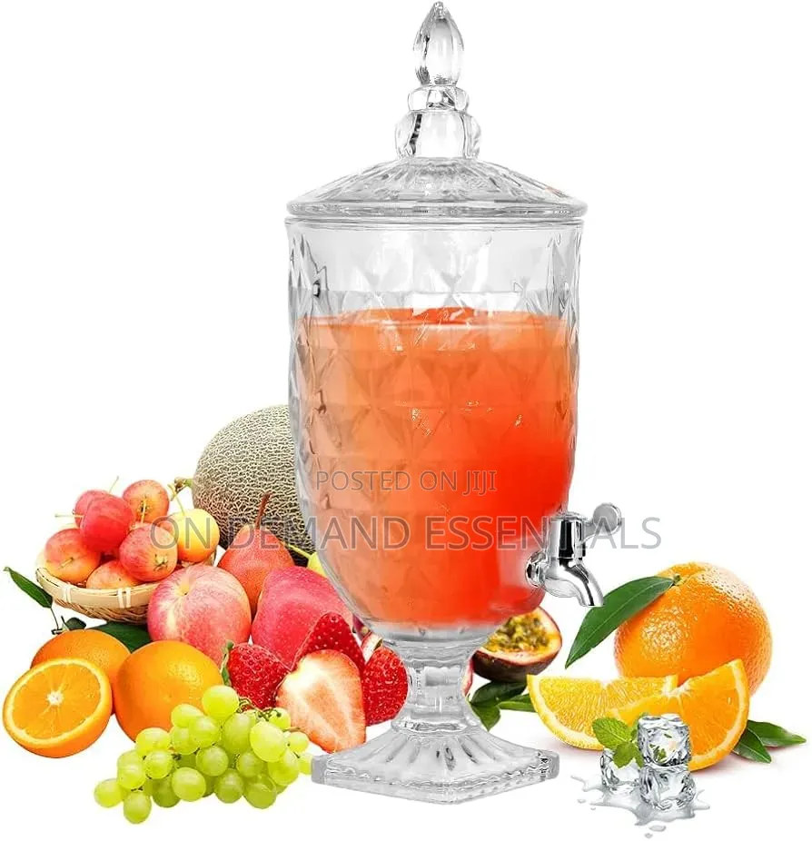Clear Glass Beverages / Juice Decanters With a Silver Tap