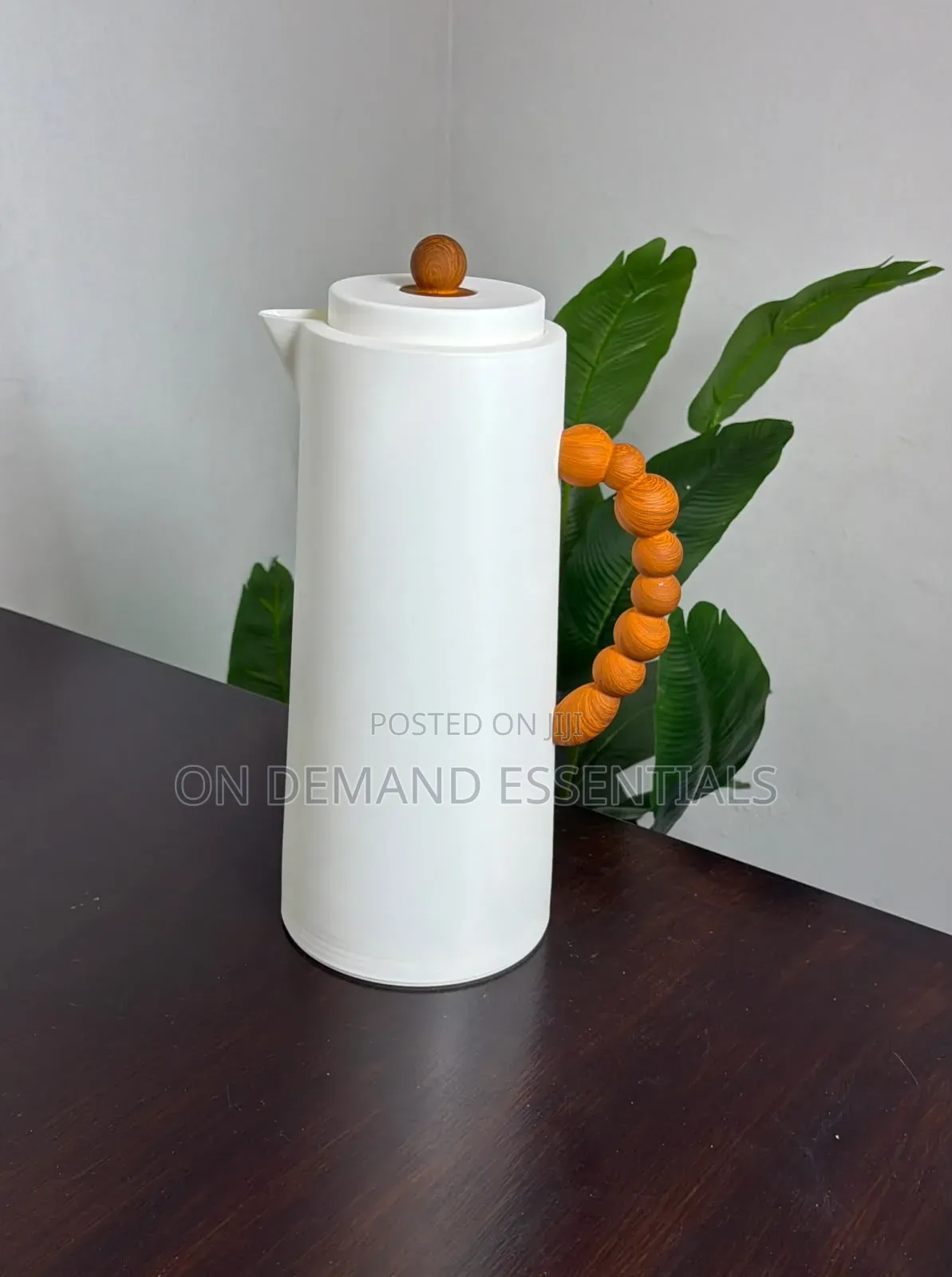 Nordic Vacuum Flask With Beaded Wood Handle – 1.0L