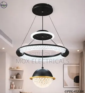Glolit GPDL-653 BK Modern Multi-Tier LED Crystal Chandelier