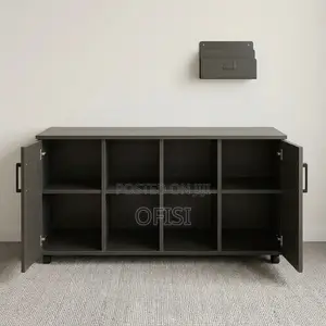 Office Cabinet; 4 Door Wooden Storage Credenza