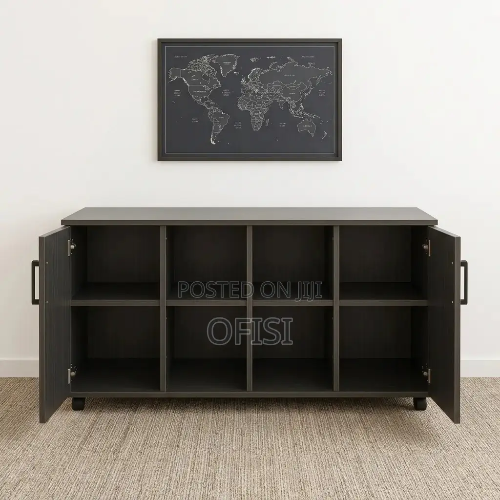 Office Cabinet; 4 Door Wooden Storage Credenza