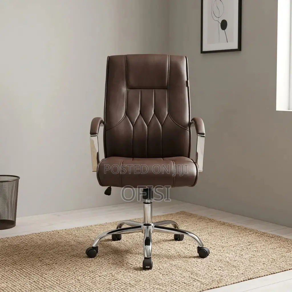 Office Chair; Brown High-Back Executive Office Seat