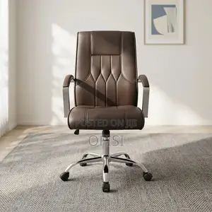 Office Chair; Brown High-Back Executive Office Seat