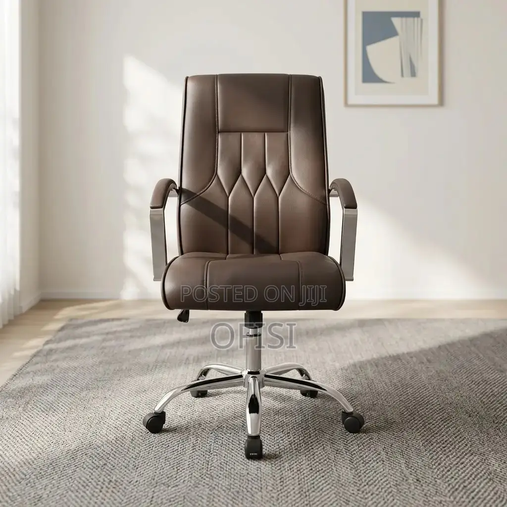 Office Chair; Brown High-Back Executive Office Seat