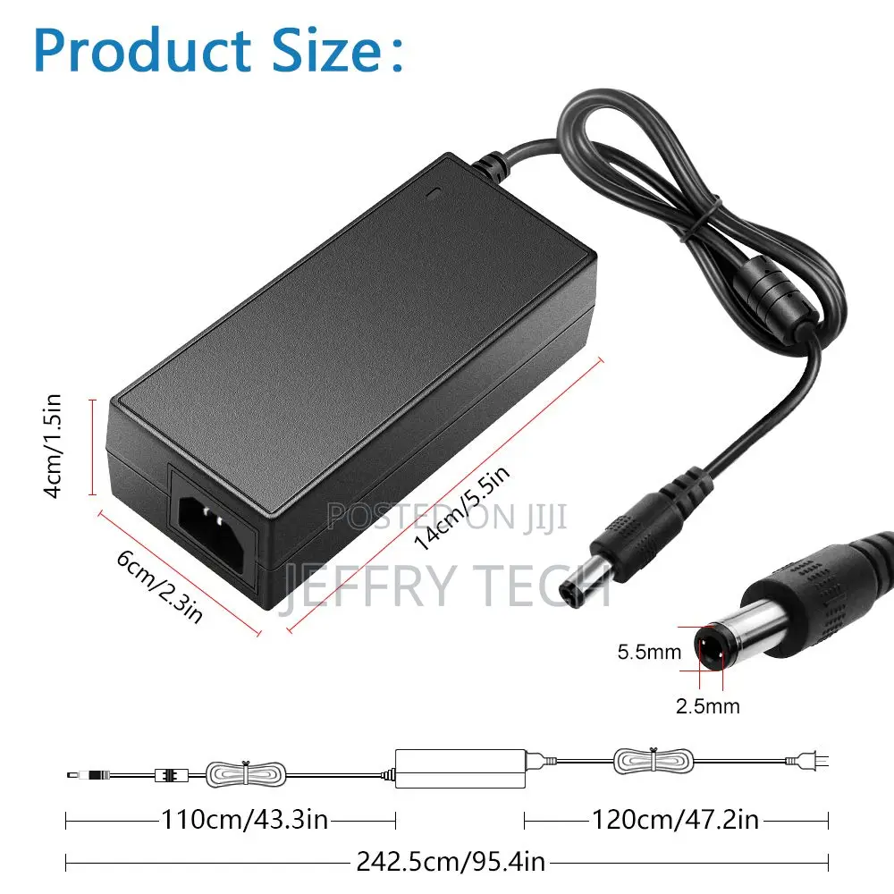 2V 10A DC Power Supply Adapter 100V~240V AC to DC Converter 12 Vol