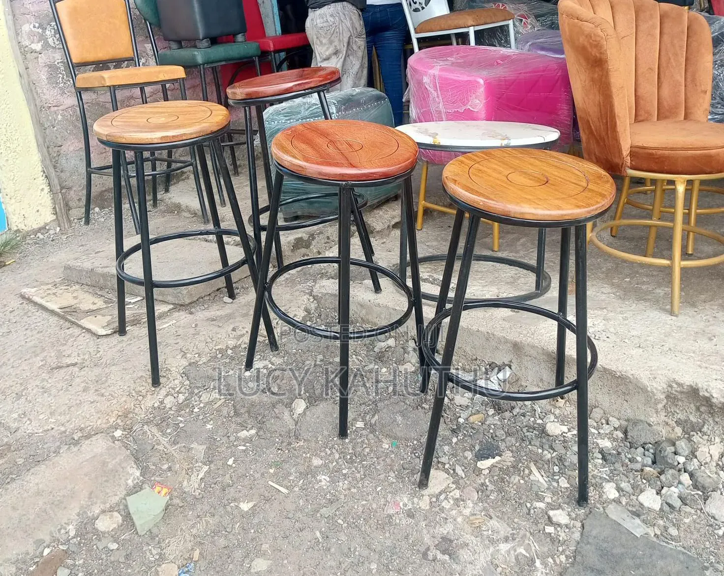 Mahogany Backrest Stools