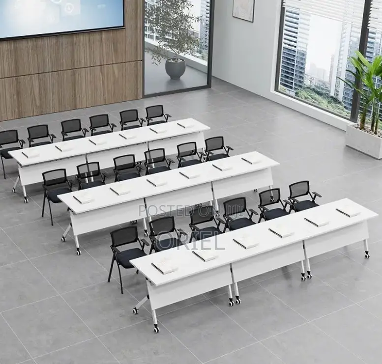 Office Chair : Foldable Training Table With Pedestals